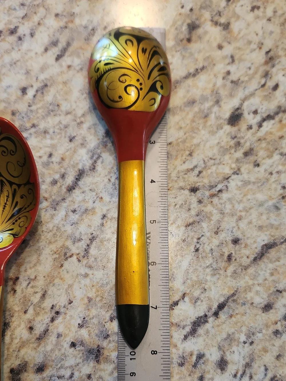 Russian Khokhloma Folk Art Wooden Spoons Set Of 5